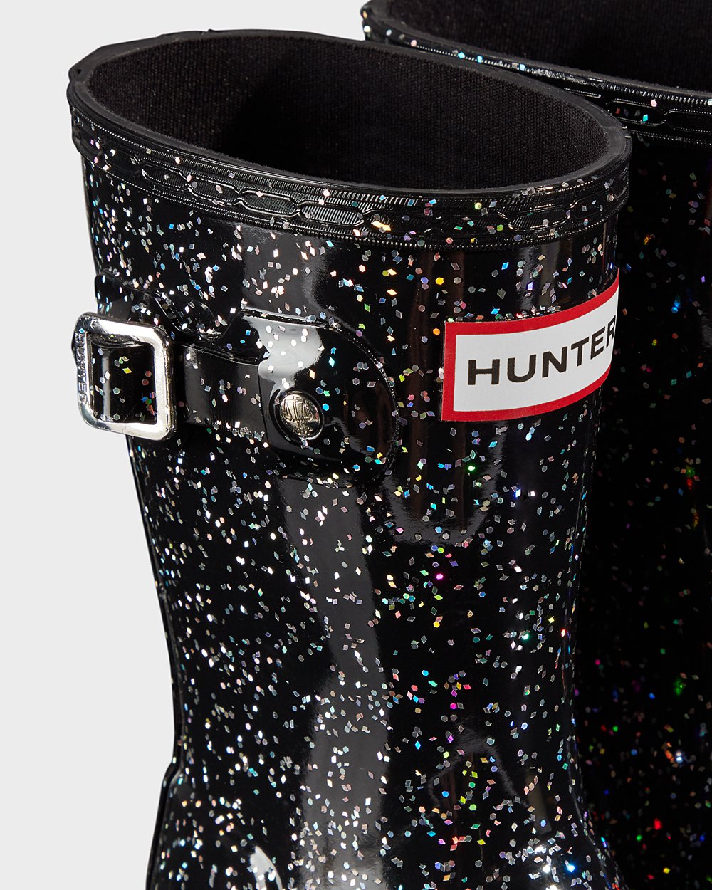 Kids Hunter Original Little Giant Glitter | Rain Boots Black | NZ-54936-ENHY